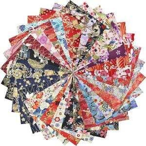 30 Pieces Japanese Style Floral and Animal Quilting Cotton Fabric Squares for Pa